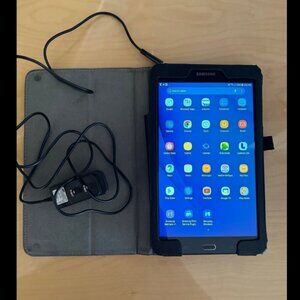 Samsung Galaxy Tab E Wi-Fi 4G 16g Tablet LIKE NEW Leather Case & Charger